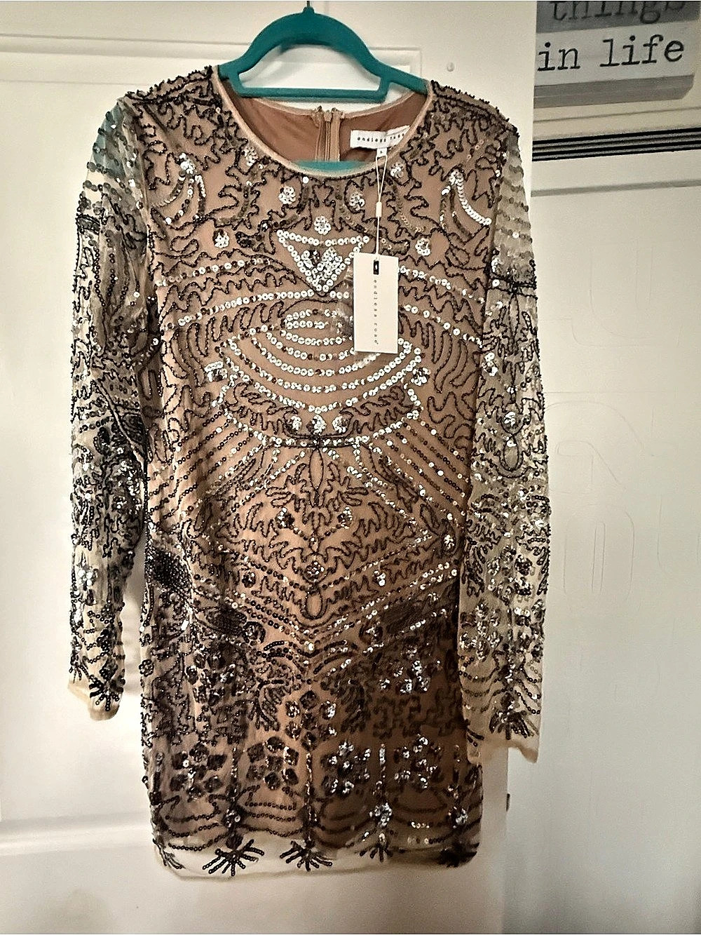 endless rose Sequin Mini Dress Nude & Silver
